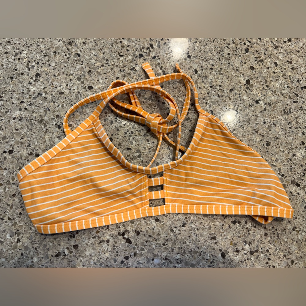 Jolyn Clothing Orange Striped Bikini Top